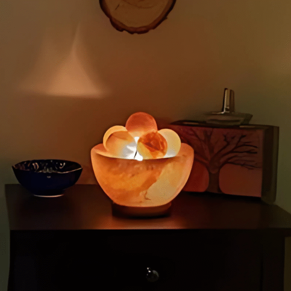 Fire Bowl Himalayan Salt Lamp with 6 Balls – Handcrafted Wellness Decor - Image 5